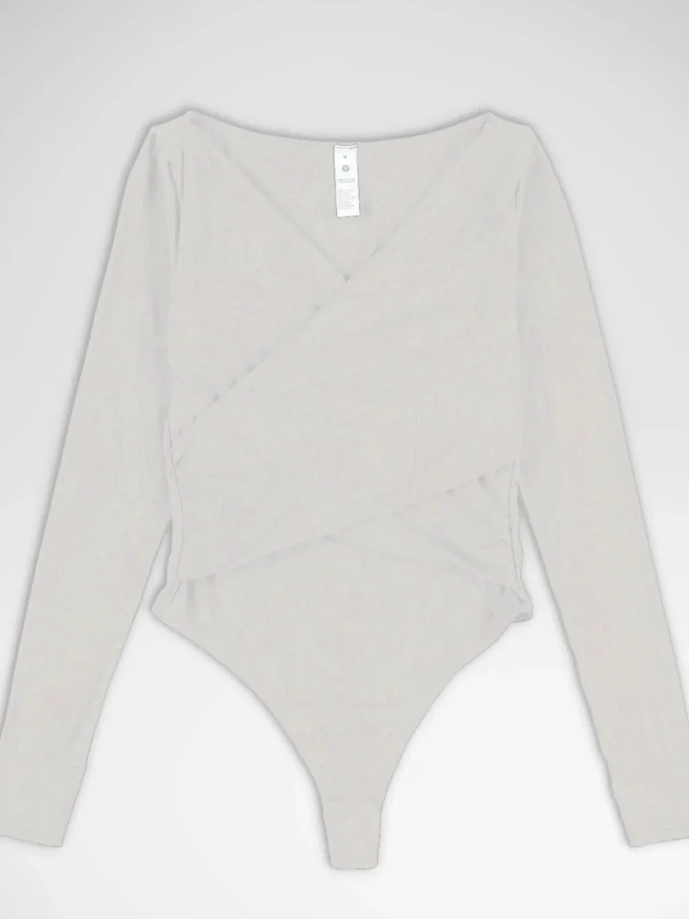 Lululemon Wundermost Ultra-Soft Nulu Wrap-Front Long-Sleeve Bodysuit Cream - Siz